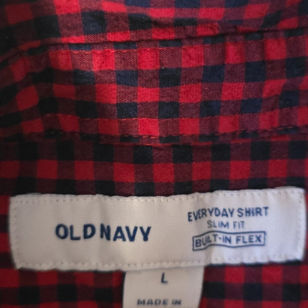 Old Navy Red and Black Plaid Button Up Shirt - Picture 2 of 3